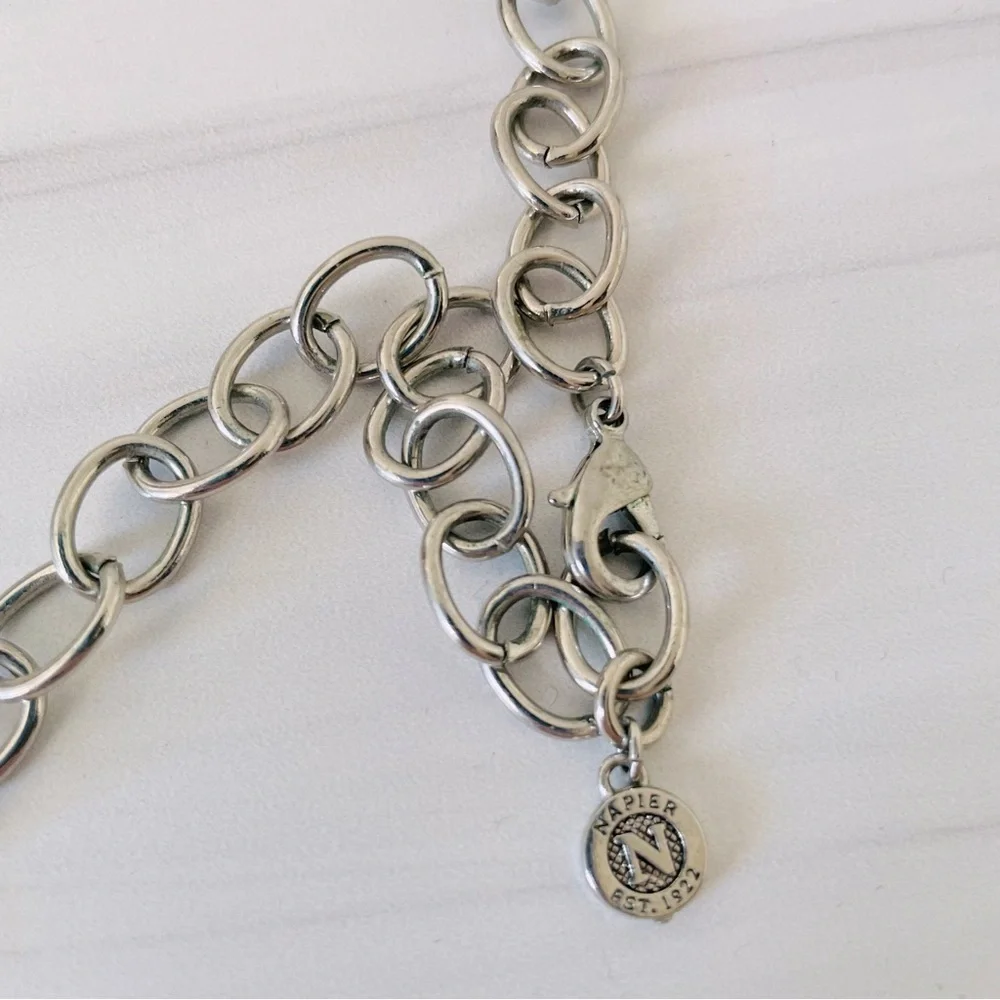 Vintage Napier Silver and Purple Chain Necklace- Long